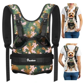 Pawaboo Pet Dog Front Carrier Backpacks, Legs Out Pet Carrier Backpack for Dogs, Adjustable Easy-fit Dog Chest Carriers for Small Medium Dogs Hands Free for Travel Hiking Cycling Camping, S, Camo