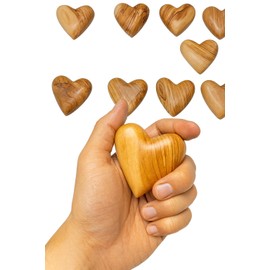 Zuluf Set of 10 Large Olive Wood Hearts 2.4" Holy Land of Jesus Paperweights Bulk Pack Rustic Wedding Decorations Valentine Bowl Filler Table Décor Anniversary Home Gifts Made in Bethlehem HLG033
