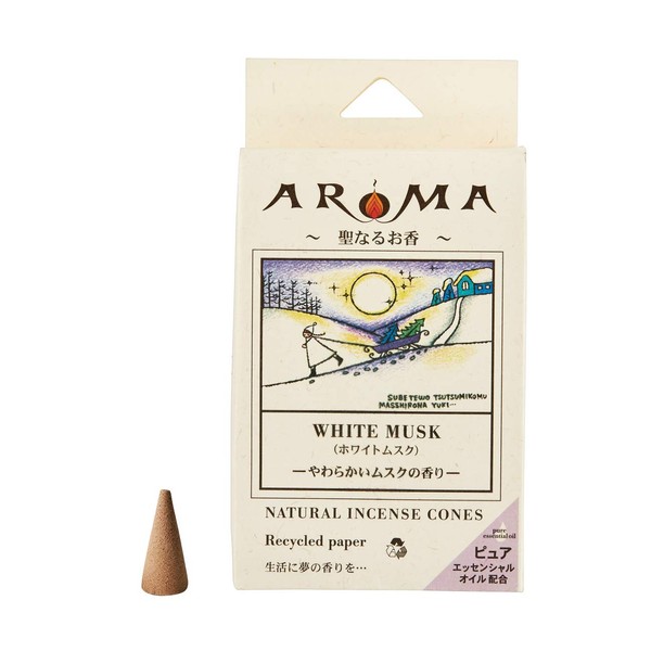 Aroma Incense White Musk, 16 Tablets (Cone Type Incense, Burn Time: Approx. 20 Minutes, Soft Musk Scent)