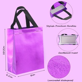 GITMIWS 9 Pcs Gift Bags with Tissue, 10.8" Reusable Medium Gifts Bag Grocery Bags Tote Bags, Nonwoven Heavy Duty Shopping Bag with Handles (Red)