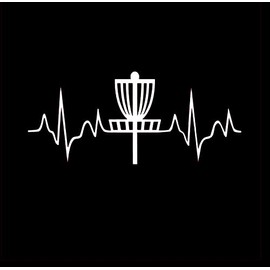 Disc Golf Goal Heartbeat CCI Decal Vinyl Sticker|Cars Trucks Vans Walls Laptop|White|7.5 x 3.3 in|CCI2834