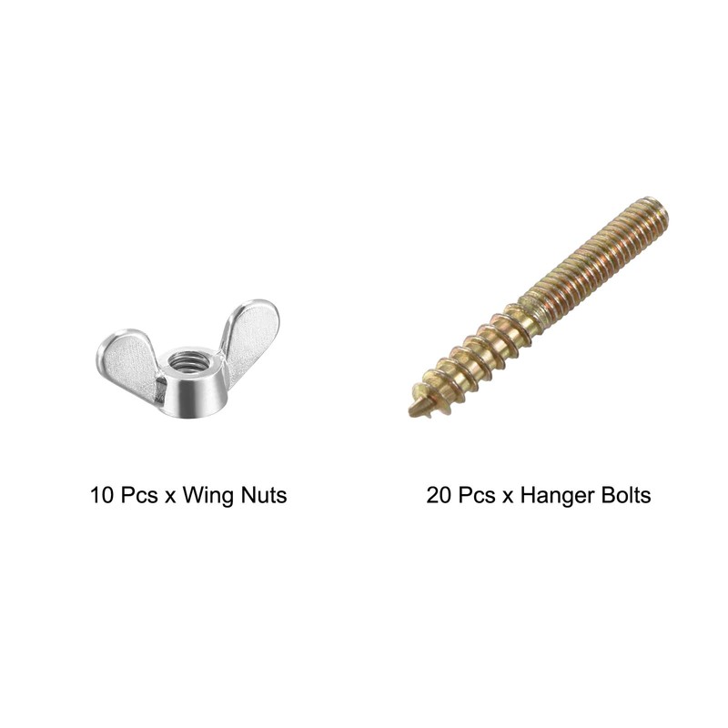sourcing map M4 Wing Nuts Butterfly Nut Silver Tone 10pcs