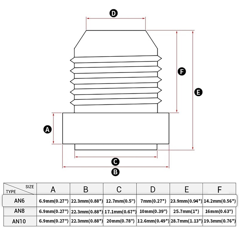 CNRAQR 6AN Male Weld on Bung Fitting Aluminum Adapters 4PCS