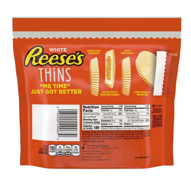REESE'S White Chocolate Peanut Butter Cups Thins 7.37 oz Share