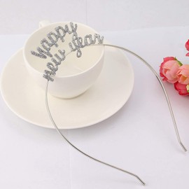 Soochat Happy New Year Headband Tiara | Rhinestone New Year Headband Hair Hoop Headdress - 2025 New Year Eve Party Hair Accessories Supplies Favors