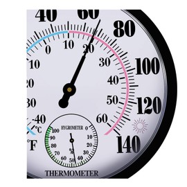 Indoor Outdoor Thermometer Hygrometer - 10 Inches Outdoor Thermometer Large Numbers, No Battery Needed Large Outdoor Thermometer Wireless, Outdoor Thermometers for Patio, Large Weather Thermometer