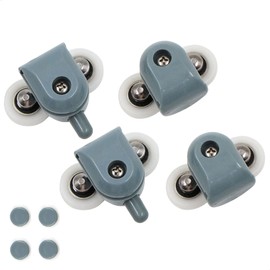 Pack of 4 Shower Cubicle Rollers, 25 mm, Double Castors for Shower Doors, Shower Cubicle Rollers, Pulleys, Shower Door, Shower Durable Double Sliding Door, Glass Doors with a Thickness of Approx. 3 to 6 mm