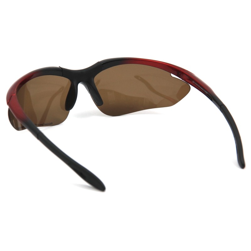 L-BALANCE EYES LBP-419-8 Polarized Sports Sunglasses, Black, Red/Polarized Brown
