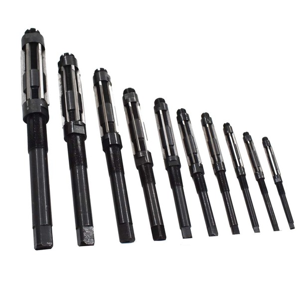 findmall 9 Set High Speed Steel Adjustable Hand Reamers 15/32 Inch to 1-5/32 Inch Fit for Drilling Machine and Other Machine