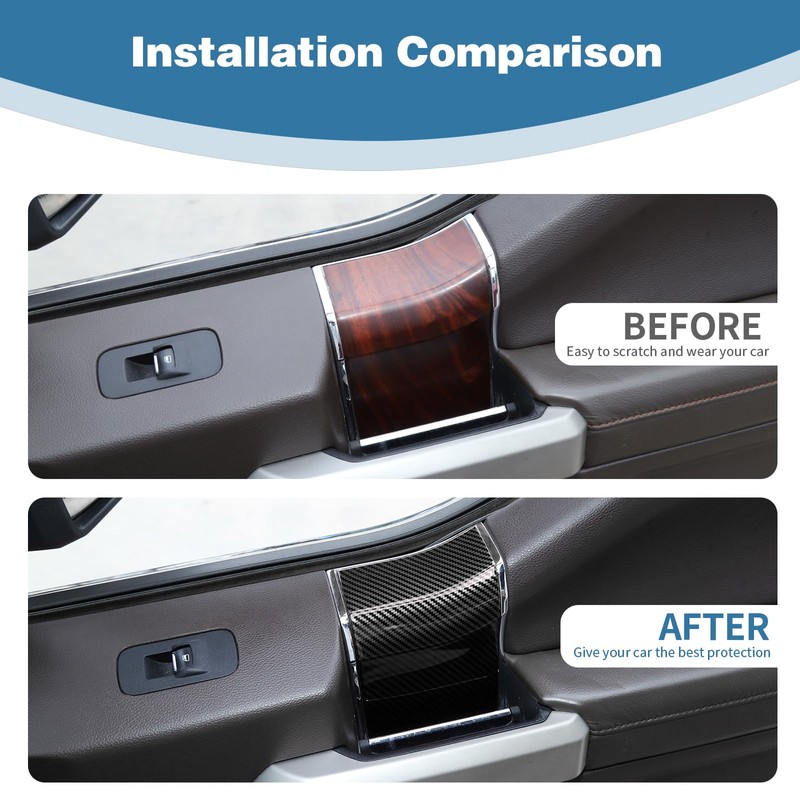 PDKLIN for F150 Inner Door Handle Panel Trim Cover Carbon