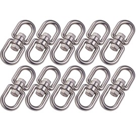 POFET Pack of 10 M6 304 Stainless Steel Double Ended Swivel Hook Eyelet to Eye Swivel Ring Connector for Hanging Chair Swivel Grill Hanging Swing Dog Lead