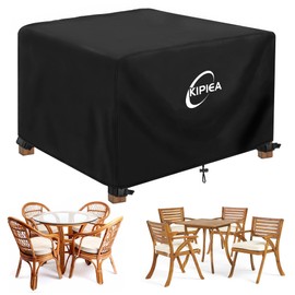 Kipiea Patio Furniture Covers Waterproof Winter, Heavy-Duty Outdoor Furniture Set Covers for Table Chairs, Anti-UV, No Tears or Fading (110" L x 84" W x 28" H)