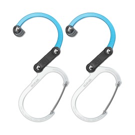 GEAR AID HEROCLIP Carabiner Gear Clip and Hook (Medium) for Camping, Backpack, and Garage Organization, Blue Steel, 2 Pack