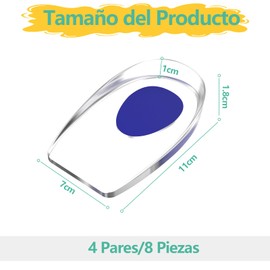 Suppeak 4 Pares Taloneras de Gel de Silicona, Plantillas De Gel Reutilizables, Pegatina para la Plantilla del Talón Para la Fascitis Plantar, Espolones Calcáneos y Dolor de Aquiles