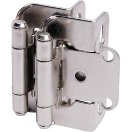 Decobasics 50 Pack 1/2" Overlay Brushed Nickel Cabinet Hinges for Cabinet Doors (25 Pairs) – Self-Closing Semi-Wrap Face Frame Hinges for Cupboard & Kitchen Doors w/Screws & Quiet Bumpers