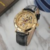 FORSINING Automatic Mechanical Hollow Out Waterproof PU Leather Strap Male