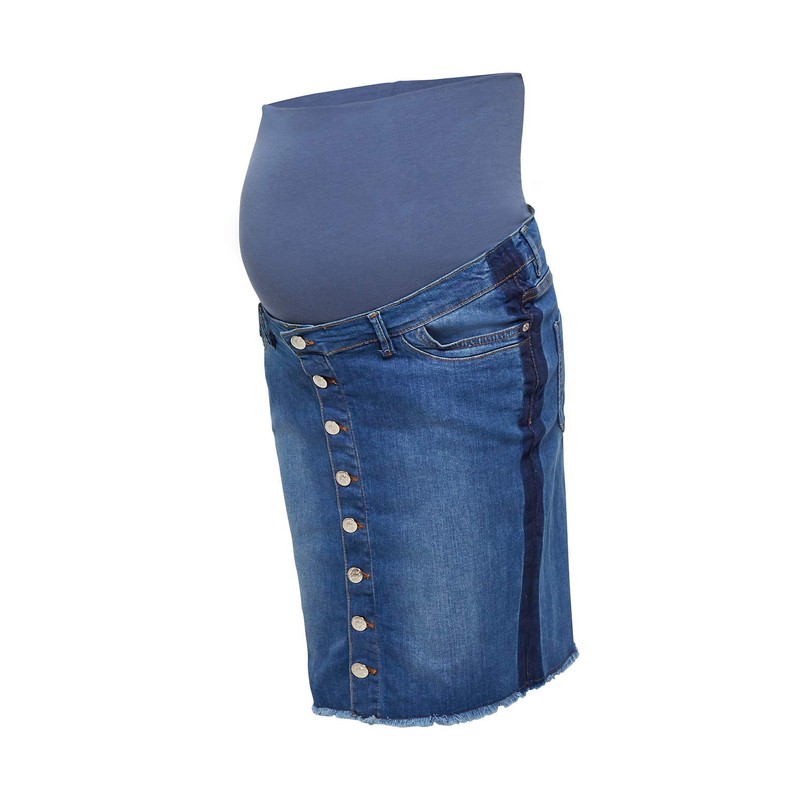 ESPRIT Maternity Women's Denim OTB Skirt, Blue (Medium Wash 960)