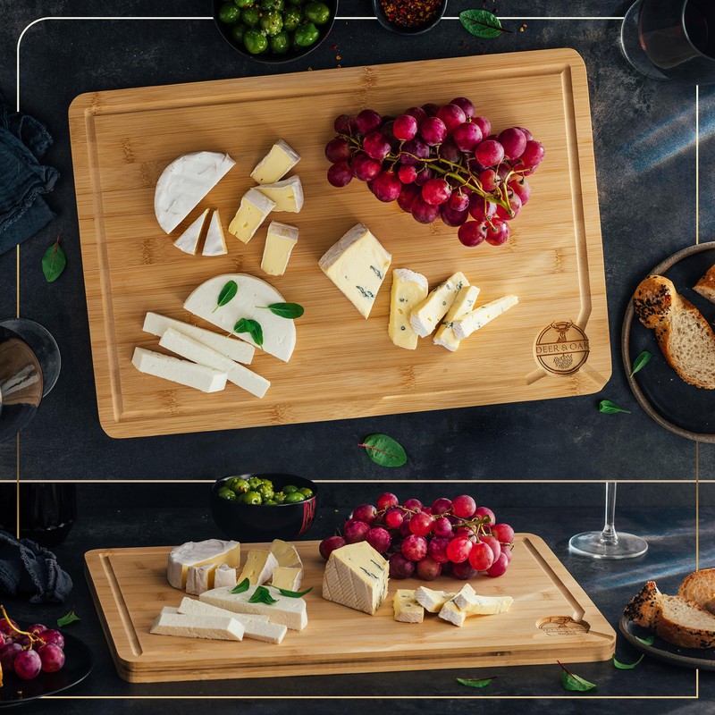 Deer & Oak Premium Extra Large Bamboo Cutting Board -
