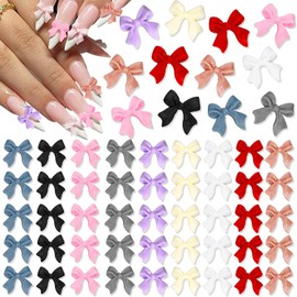 RODAKY 200PCS Bow Nail Charms Colorful 3D Bowknot Charms for Nail Art Resin Flatback Nail Stud Cute Charms Decoration for Women's Manicure DIY Nail Supplies