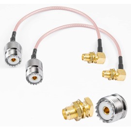 Vecys 2PCS SO239 to SMA Pigtail SMA Female Right Angle to UHF Female SO-239 RF Coaxial Coax Cable RG316 6"/15CM for Walkie Talkie CB Radio Handheld Radio Antenna