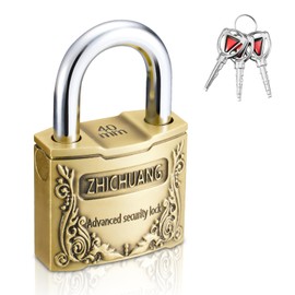Antique-Style Copper Padlock with 3 Keys - 40mm Heavy Duty Security Lock, Vintage Design, Durable & Corrosion-Resistant for Home, Luggage, Storage (40mm)