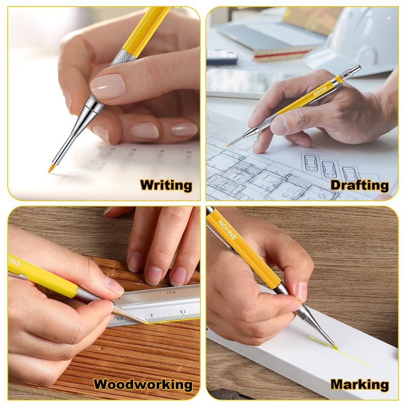 Enhon 2mm Mechanical Carpenter Pencil Set with 12 Marker Refills