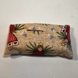 Handmade Pocket Tissue Holder Handmade Christmas Angels Rustic Double Sided 5x3 New