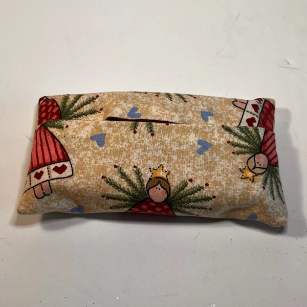 Handmade Pocket Tissue Holder Handmade Christmas Angels Rustic Double Sided