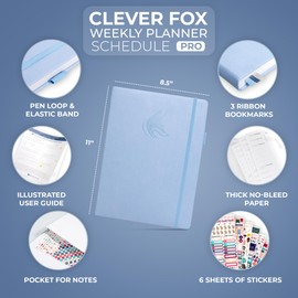 Clever Fox Planner PRO Schedule – Undated Weekly & Monthly Life Planner with Time Slots, Appointment Book & Daily Organizer, A4 (Periwinkle)