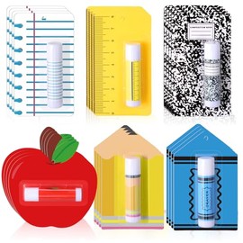 Paquete de 24 regalos de regreso a clases, bálsamo labial a granel, bálsamo labial de agradecimiento para profesores, temas escolares para estudiantes, personal docente, regalos de fiesta de