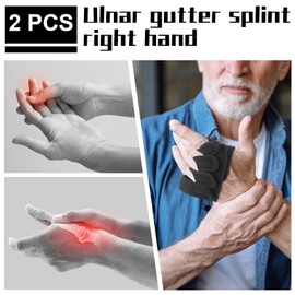 TrelaCo 2 Pcs Hand Ulnar Deviation Strap Right Drift Hand Splint Knuckle Splint MCP Knuckle Joint Finger Support Deviation Insert for Rheumatoid Arthritis Pain Tendonitis Sprains Strains (Large-Right)