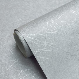 Cohoo Home Gray Peel and Stick Wallpaper Grey Silk Contact Paper for Cabinets and Drawers Silver Textured Self Adhesive Removable Wallpaper Bathroom Bedroom Waterproof Wall Covering 15.7inL 118inW