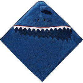 Erwin Müller Children's Hooded Bath Towel Shark Walk, Terry, Blue, Size 100 x 100 cm
