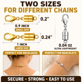 12PCS Magnetic Necklace Clasps, Gold&Silver Jewelry Extenders for Necklaces