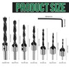 Drill with Countersink, 7-Piece Wood Drill Set, Spiral Drill Bit