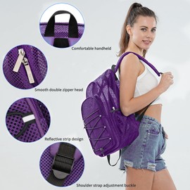 TINYAT Heavy Duty Mesh Backpack for Women Men See Through Beach bags Casual Daypack for Travel Work Gym