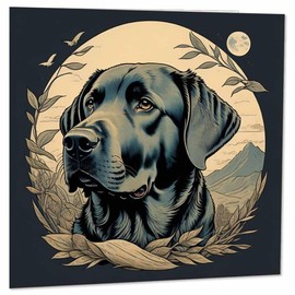 Black Labrador Greeting Card 145mm x 145mm Beautiful Labrador Dog Cards