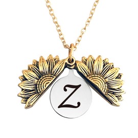 Pingyongchang Sunshine engraved necklace letter sunflower pendant necklace jewelry Mother's Day gift female girlfriend -Z