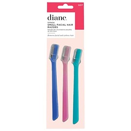 Diane D217 Small Eyebrow Facial Hair Shaper Trimmer, Dermaplaning Razor - 3 Pack