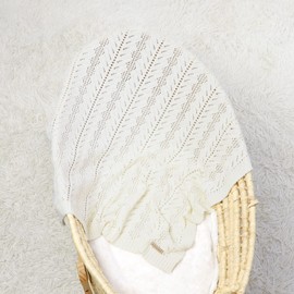 mimixiong 100% Cotton Baby Blanket, Soft Knitted Cellular Baby Blanket Swaddle Blankets for Newborn - 90x70cm, Cream