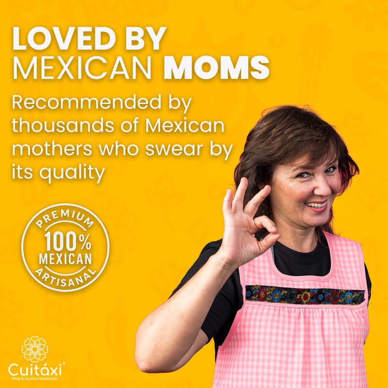 Cuitáxi Traditional Mexican apron for women with pockets beautiful flower