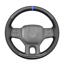 MEWANT DIY Black Shiny PU Carbon Fiber Artificial Leather Steering Wheel Wrap for Dodge RAM 1500 1500 Classic 2500 3500