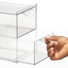 mDesign Stackable Storage Containers Box with 2 Pull-Out Drawers -