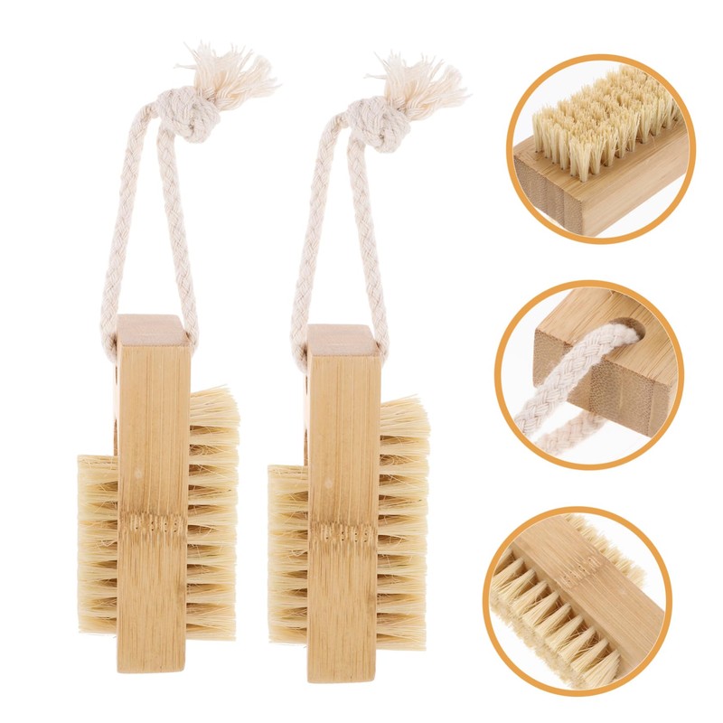 IWOWHERO 2pcs Bamboo Sisal Nail Brush for Fingernails/toe Nails Cleaning
