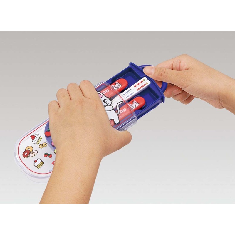 Skater TACC2AG-A Children's Antibacterial Trio Set, Chopsticks, Spoon, Fork, Non-Tan,