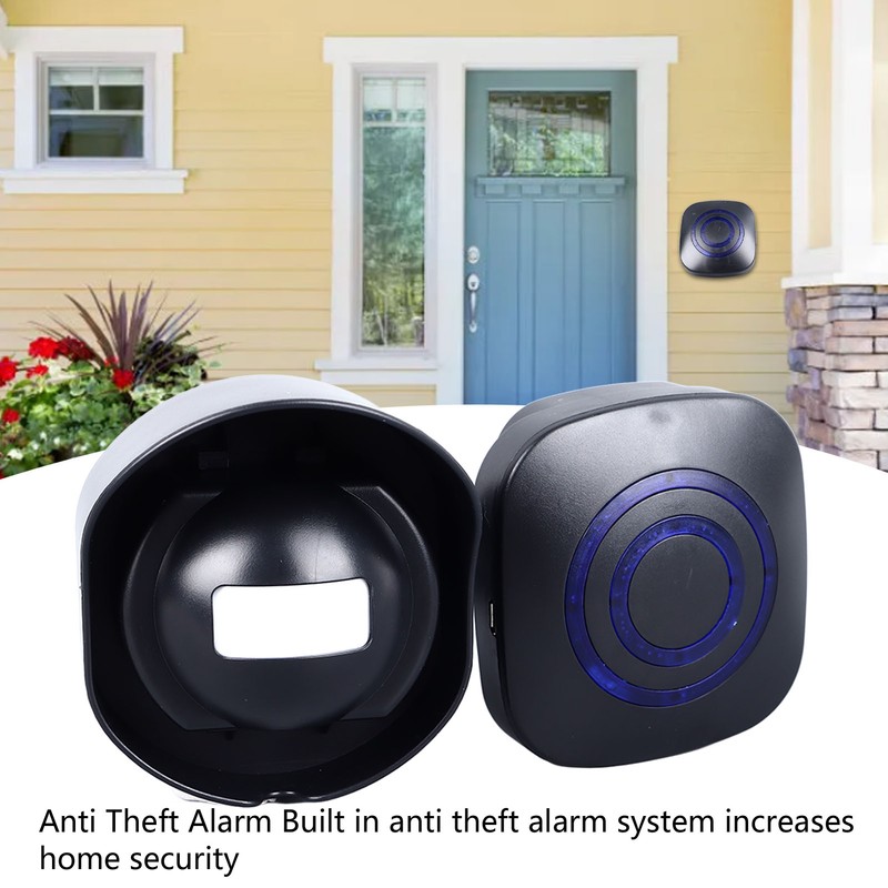 Motion Sensor Doorbell Black 38 Ringtones Wireless Door Entry Welcome