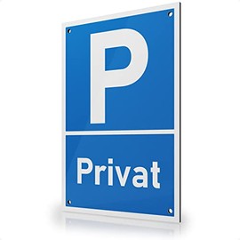 FLAGLY Premium Private Parking Sign 30 x 20 cm Made of 3 mm Aluminium Dibond with Holes Made in Germany Sturdy Safety Sign Weatherproof and UV-Resistant Private Parking Sign Aluminium