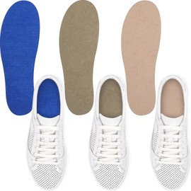 Velmitten 3 Pairs Sockless Shoe Liner No Show Socks Washable Barefoot Shoe Insert Insoles Women Man(Khaki, Light Brown, Dark Blue)
