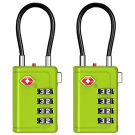 Puroma TSA Approved Luggage Travel Locks with Open Alert Indicator, 4 Digit Combination Resettable Code Zinc Alloy Lock for Suitcase, Backpack, Bag, Toolbox, Locker (2 Pack, Green)