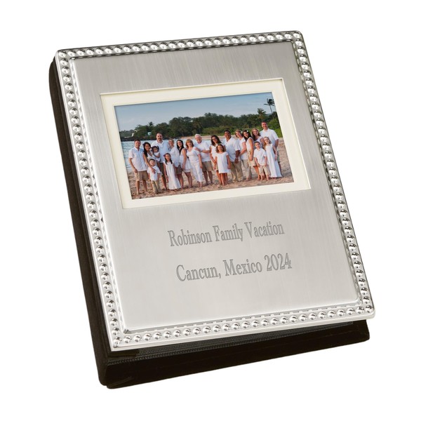 All Occasion Engraved Silver Beaded Mini Photo Album (Free Customization)